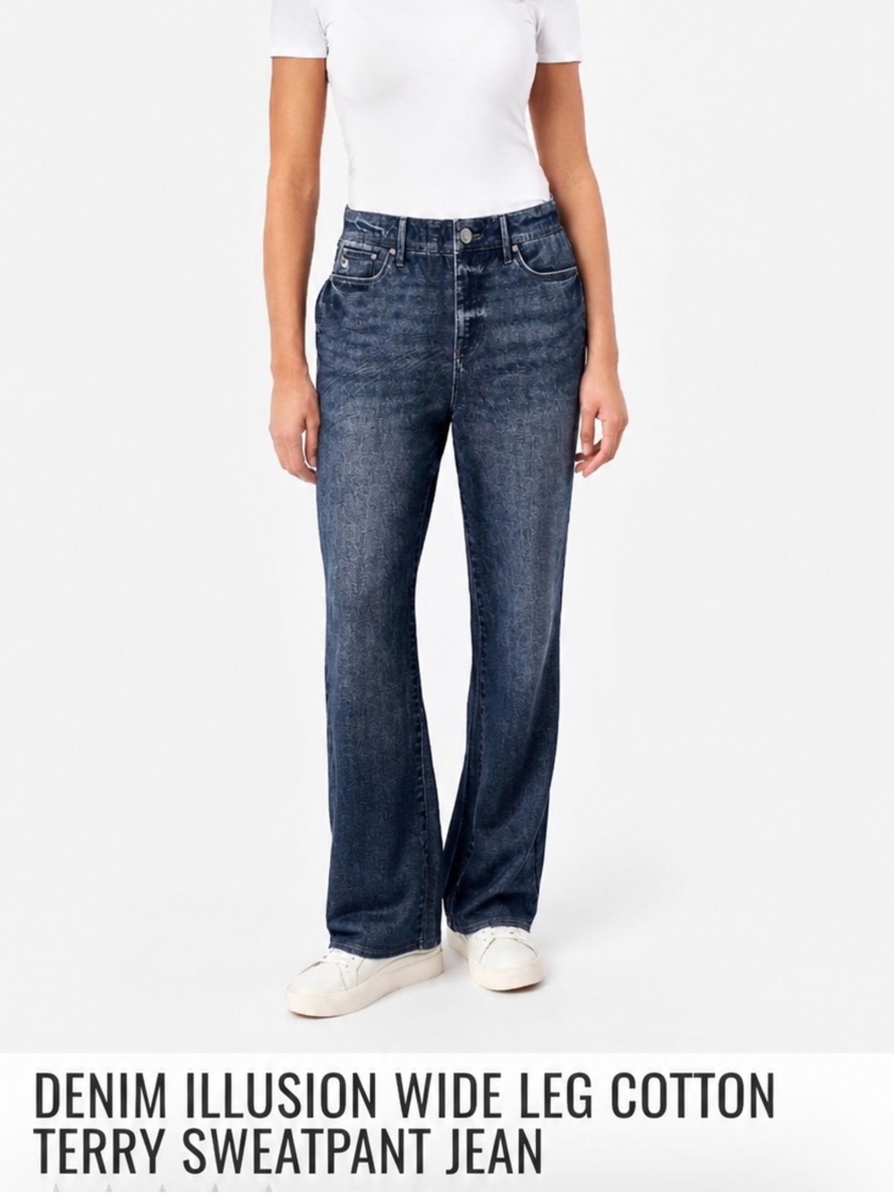 NWT Seven7 Wide Leg Denim Illusion Cotton Terry Sweatpant Jeans Size Medium